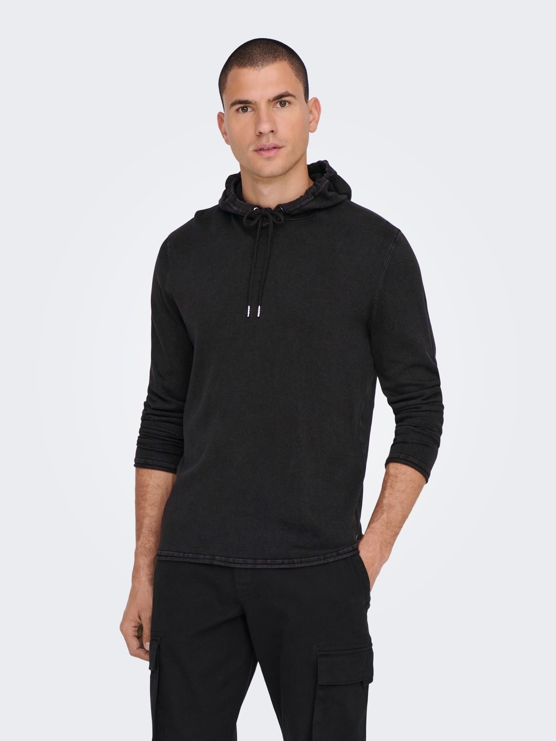 ONLY & SONS Hoodie knitted pullover -Black - 22021016