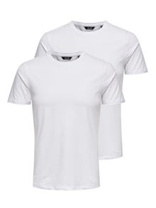 ONLY & SONS Krój slim Okrągły dekolt T-shirt -White - 22021181