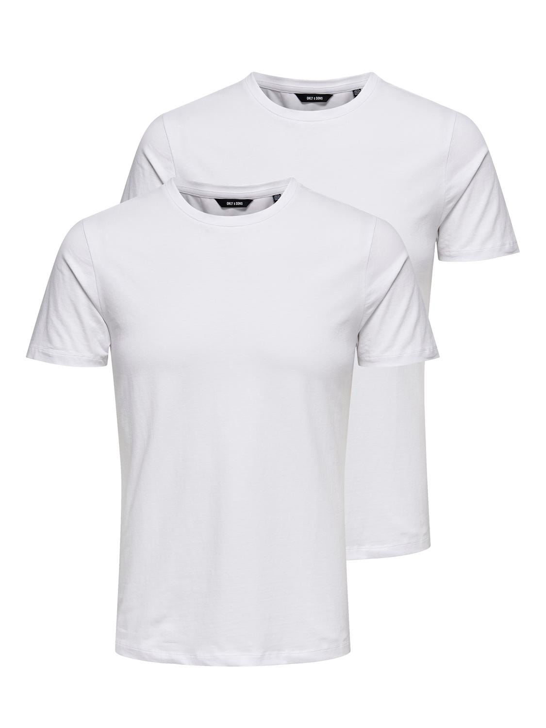 ONLY & SONS Krój slim Okrągły dekolt T-shirt -White - 22021181