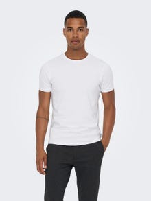 ONLY & SONS Slim fit O-pääntie T-paidat -White - 22021181