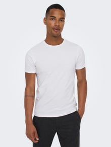 ONLY & SONS Krój slim Okrągły dekolt T-shirt -White - 22021181