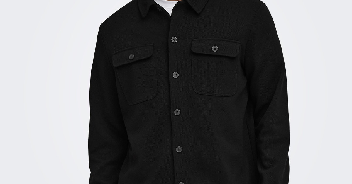Camicia Only & Sons Uomo - Tinta Unita Con Tasche, Collo Coreano, Cotone Morbido