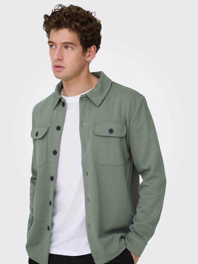 Only & Sons shirt with half zip in beige Only & Sons shirt with half zip in beige