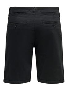 ONLY & SONS solid color chino shorts -Black - 22021460