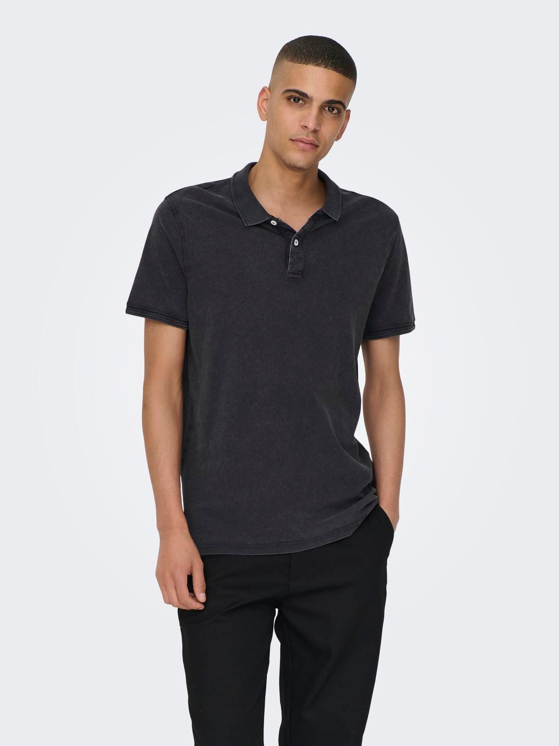 ONLY & SONS Krój slim Okrągły dekolt Koszula polo -Dark Navy - 22021769