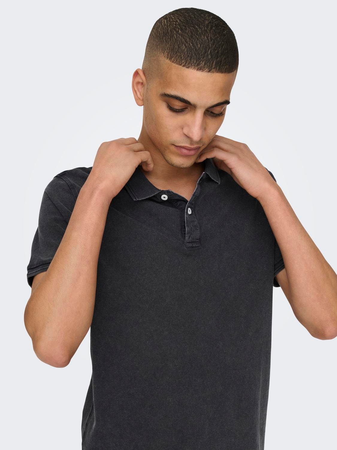 ONLY & SONS Krój slim Okrągły dekolt Koszula polo -Dark Navy - 22021769