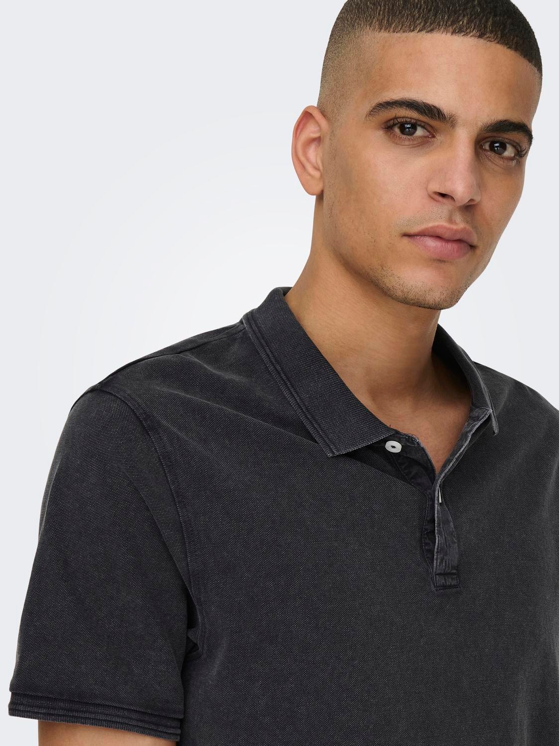 ONLY & SONS Slim Fit Round Neck Polo-Shirt -Dark Navy - 22021769