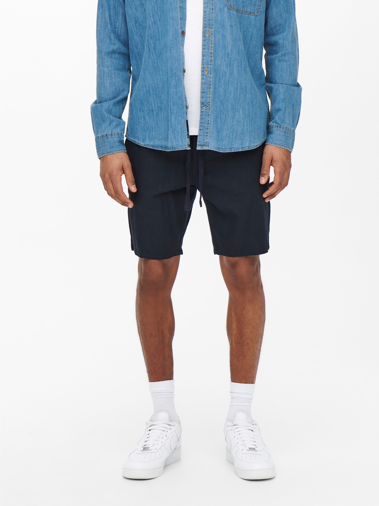 ONLY & SONS Comfort fit Medelhög midja Shorts -Dark Navy - 22021824