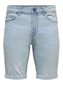 ONLY & SONS Medelhög midja Shorts -Blue Denim - 22021885