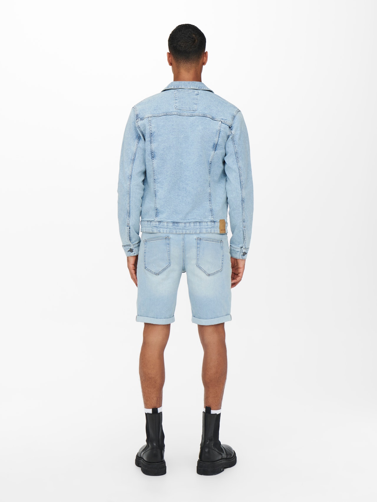 ONLY & SONS Medelhög midja Shorts -Blue Denim - 22021885