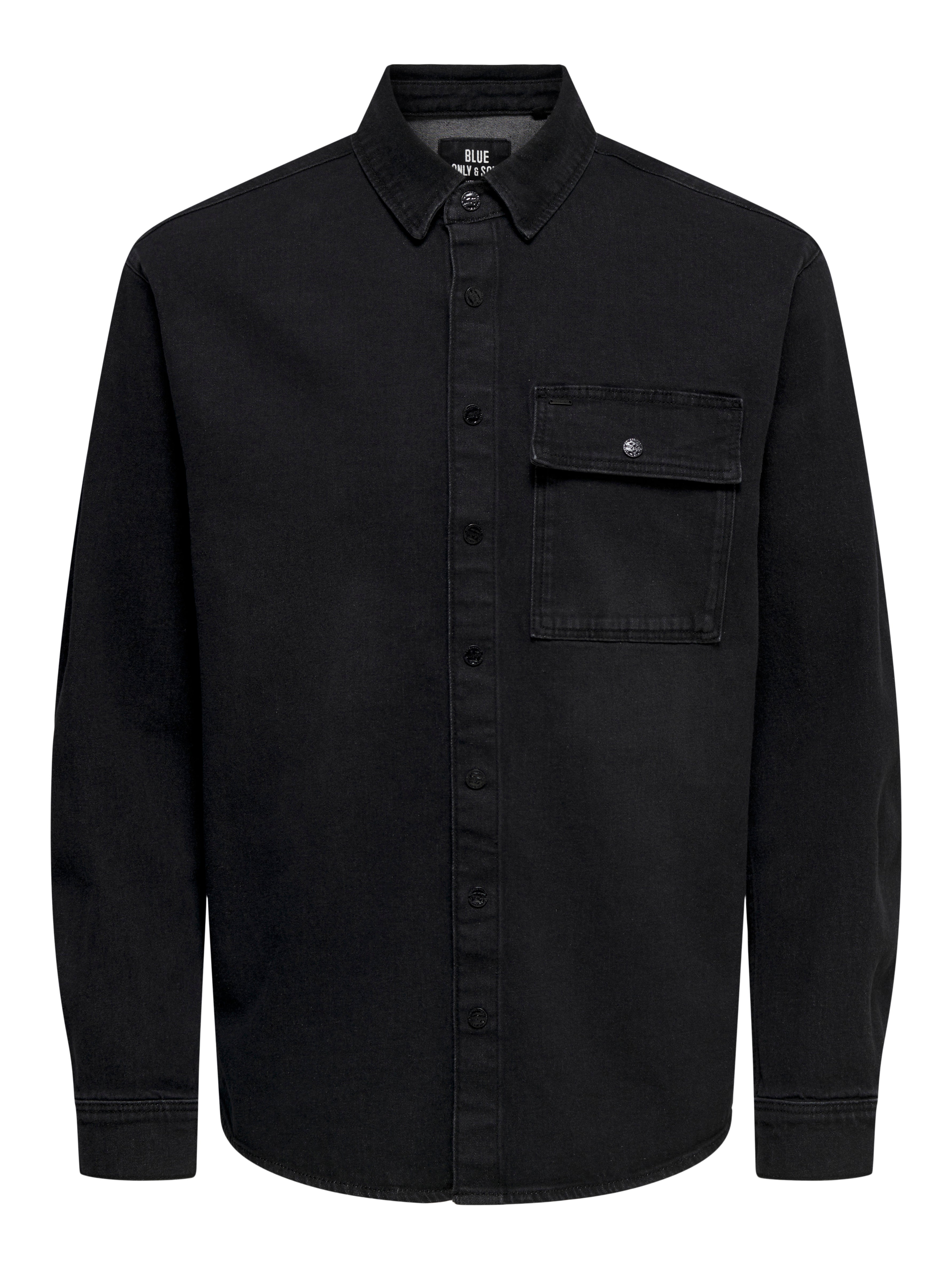 Mens black best sale denim overshirt