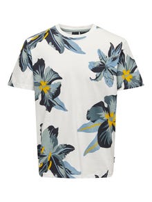 ONLY & SONS O-neck t-shirt with print -Star White - 22022164