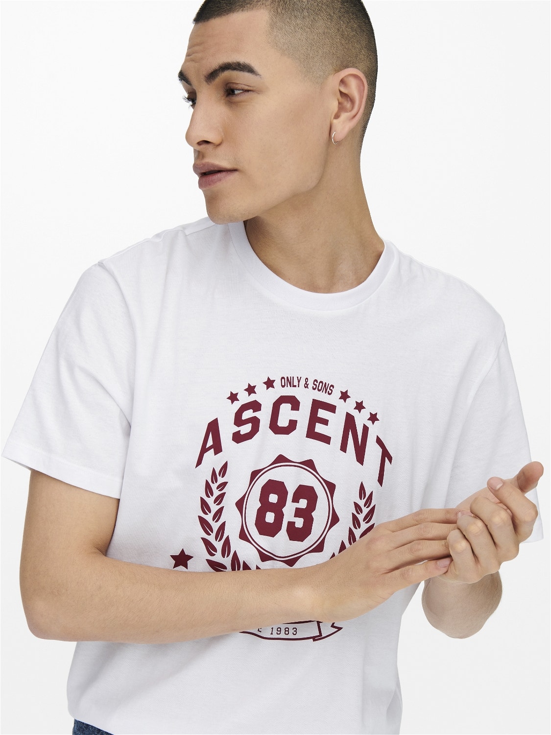 ONLY & SONS O-hals t-shirt med print -Bright White - 22022196