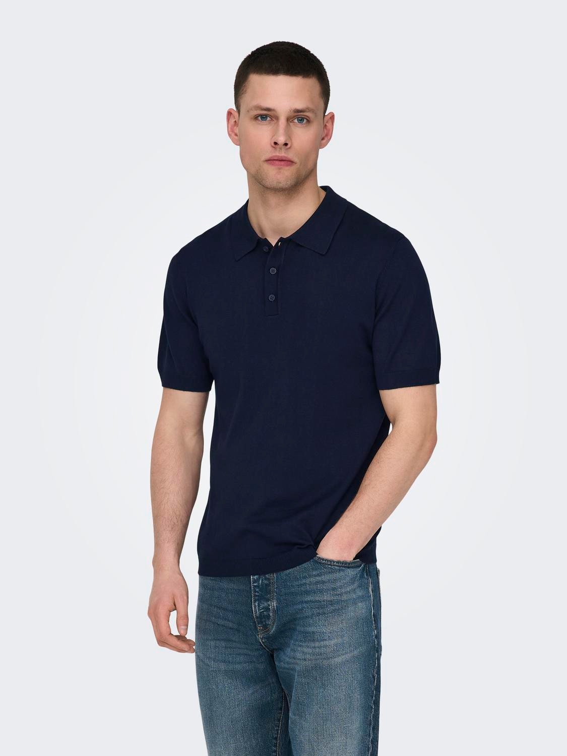 ONLY & SONS Regular Fit Polo Pullover -Dark Navy - 22022219