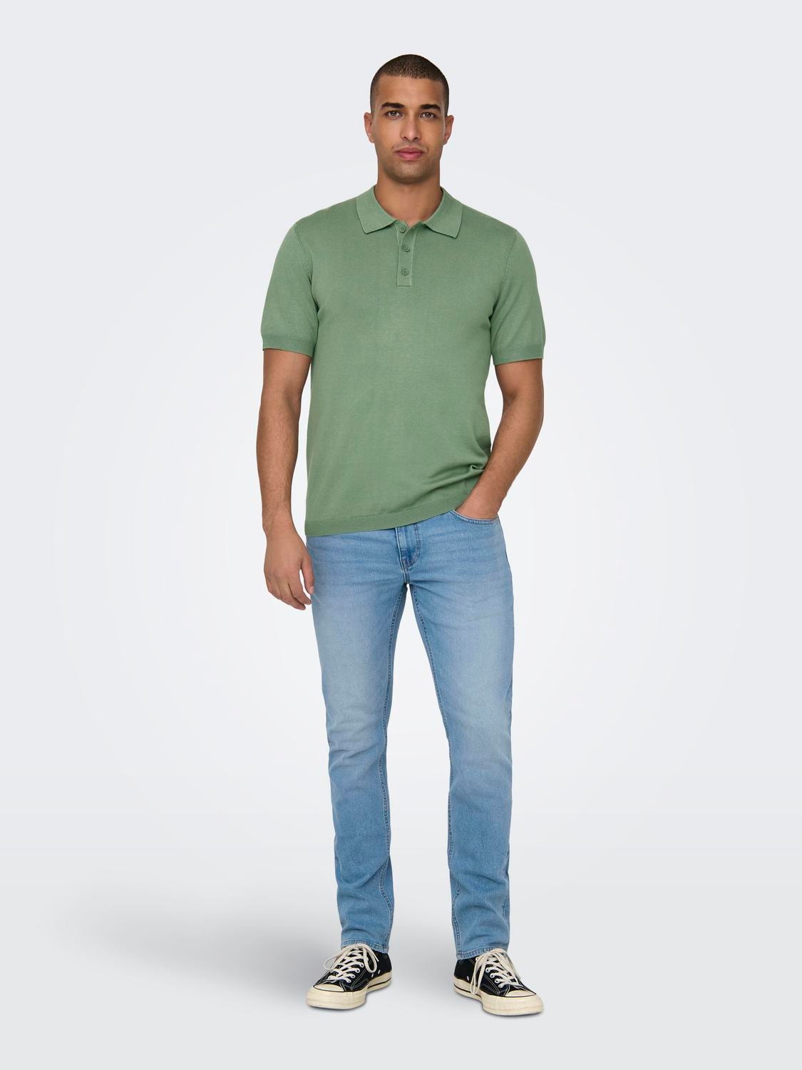 ONLY & SONS Pull-overs Regular Fit Polo -Hedge Green - 22022219