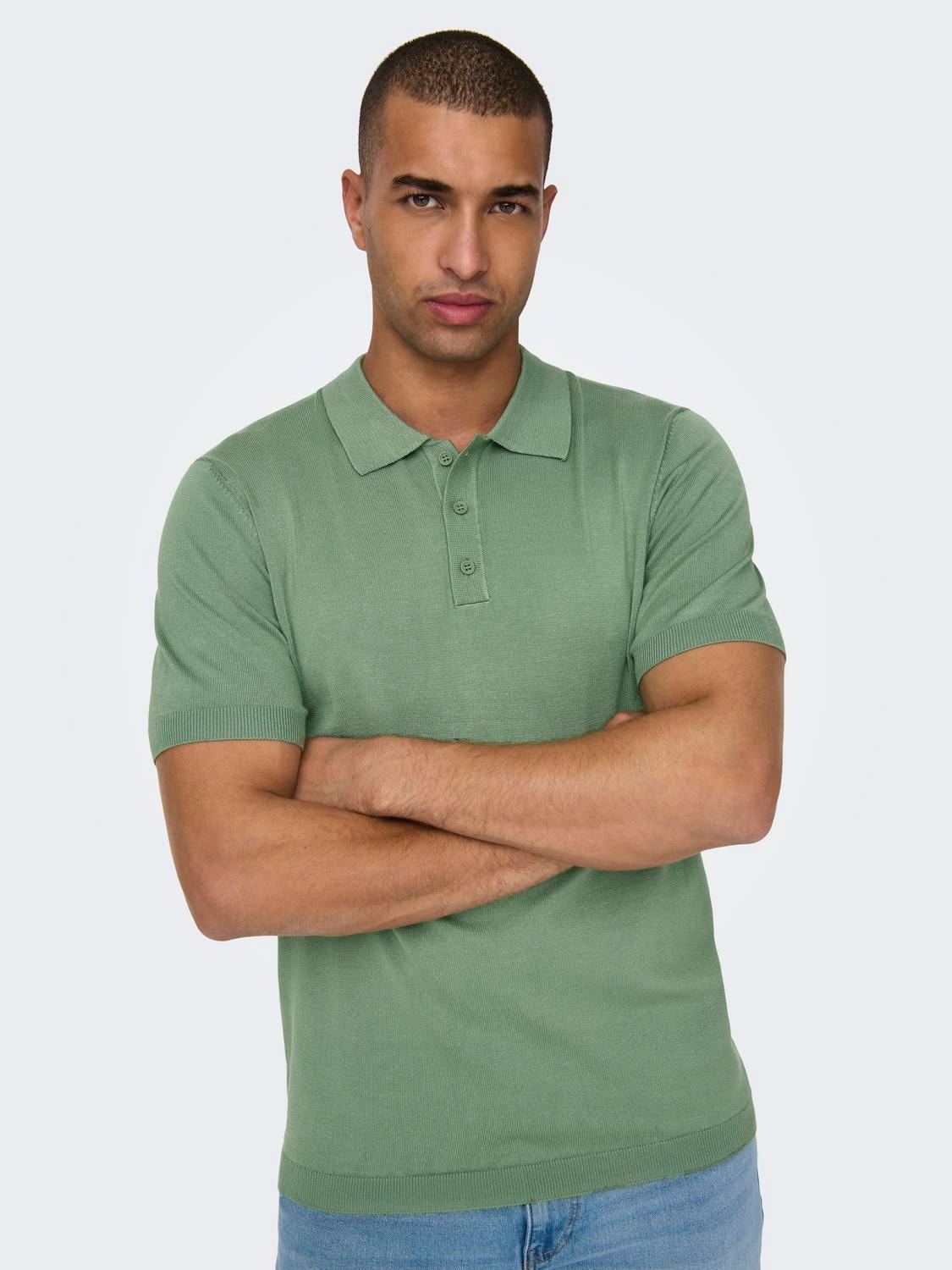 ONLY & SONS Regular Fit Polo Pullover -Hedge Green - 22022219