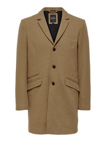 ONLY & SONS Reverse Slit with buttons Coat -Camel - 22022299