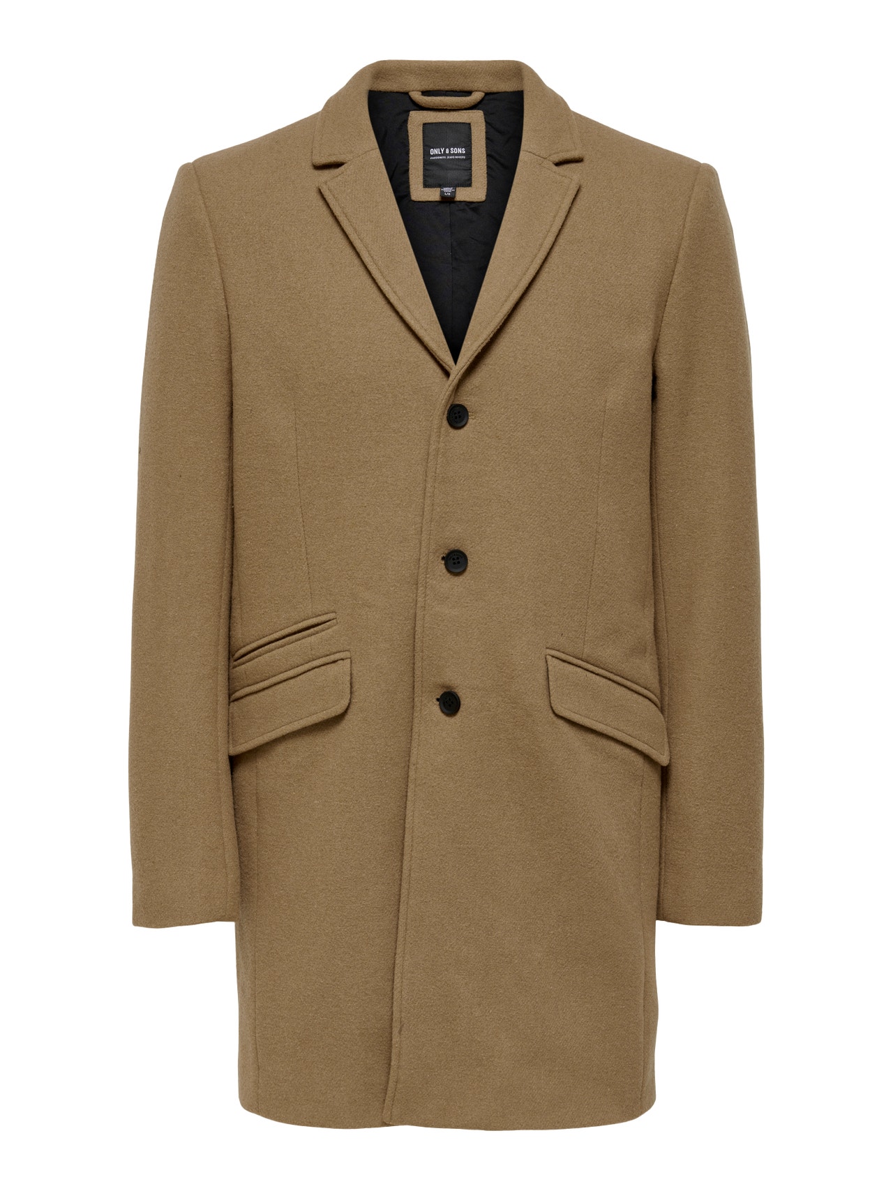 ONLY & SONS Reverse Slit with buttons Coat -Camel - 22022299