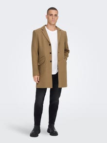 ONLY & SONS Omvendt krage Splitt med knapper Frakk -Camel - 22022299