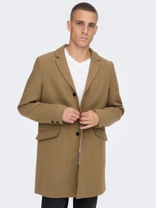 ONLY & SONS Omvendt krage Splitt med knapper Frakk -Camel - 22022299