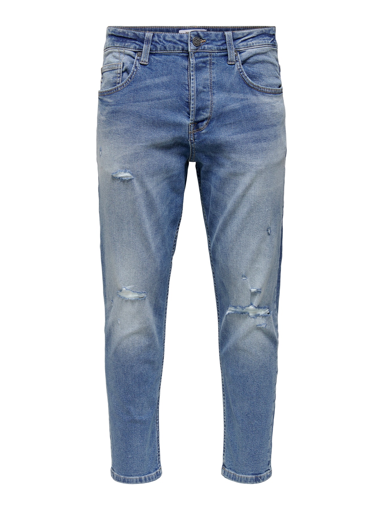 ONLY & SONS ONSAVI BEAM LIFE L BLUE DAMAGE PK 2368 -Blue Denim - 22022368