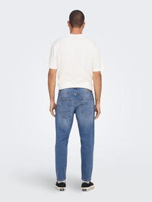 ONLY & SONS Tapered Fit Mid waist Destroyed hems Jeans -Blue Denim - 22022368