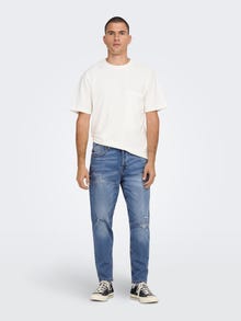 ONLY & SONS Tapered Fit Mid waist Destroyed hems Jeans -Blue Denim - 22022368