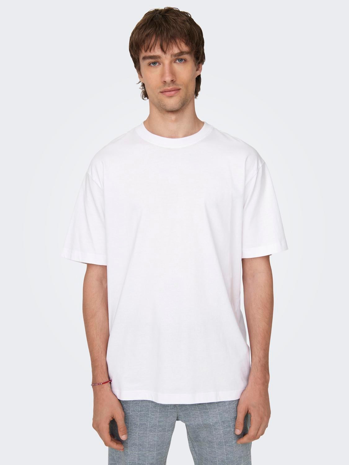 Relaxed Fit Round Neck T-Shirt | White | ONLY & SONS®