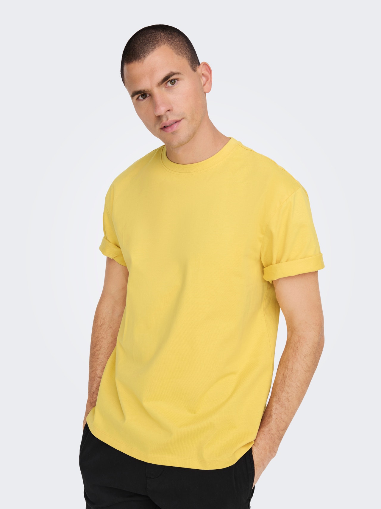 Yellow Ochre Mustard Yellow Round Neck T-shirt