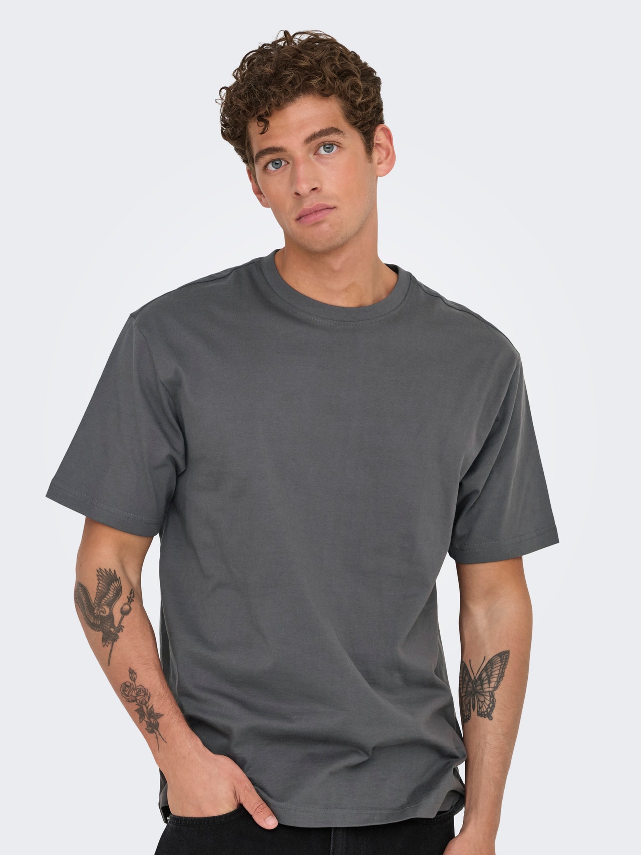 ONLY & SONS ONSFRED T-shirt -Grey Pinstripe - 22022532