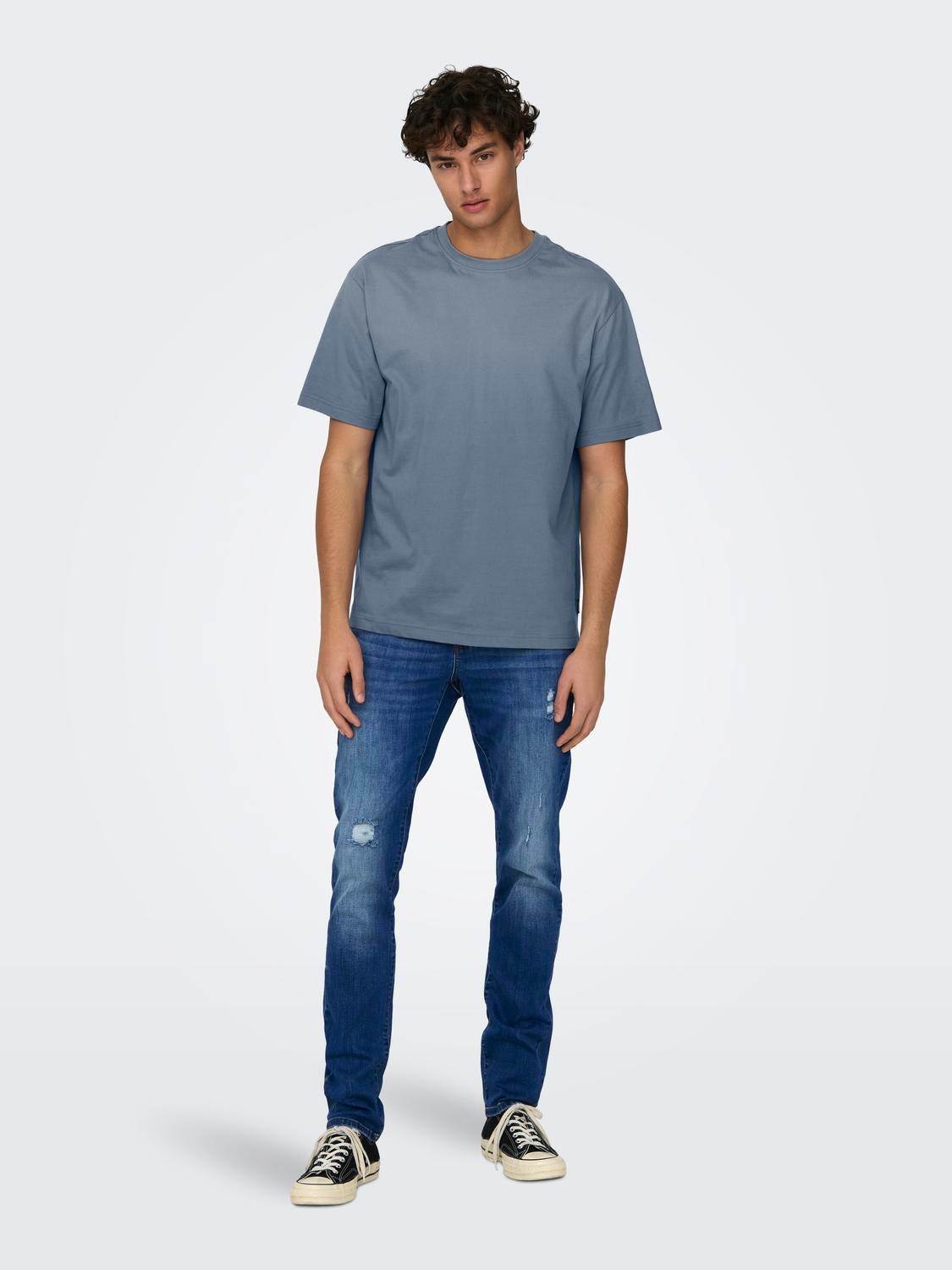 ONLY & SONS Oversized o-hals t-shirt -Flint Stone - 22022532