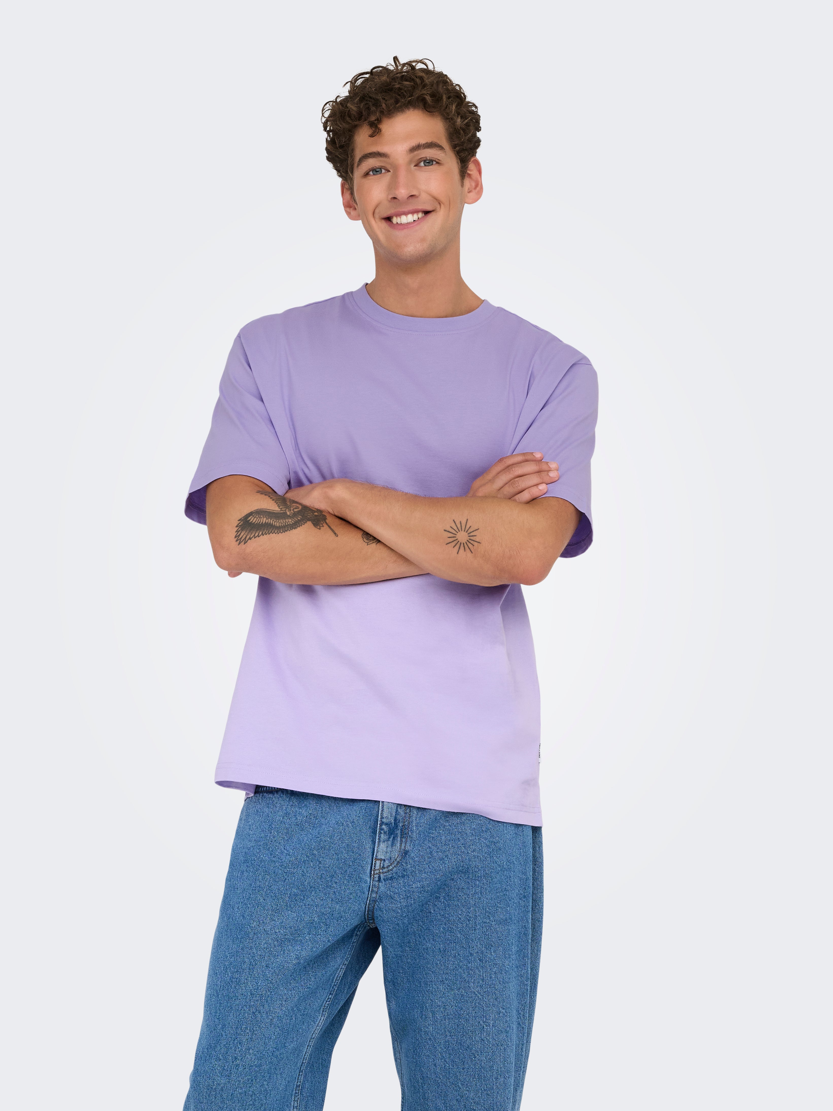 Only & Sons Maglietta Uomo ONSBENNE In Cotone Con Scollo Rotondo E Look Slavato