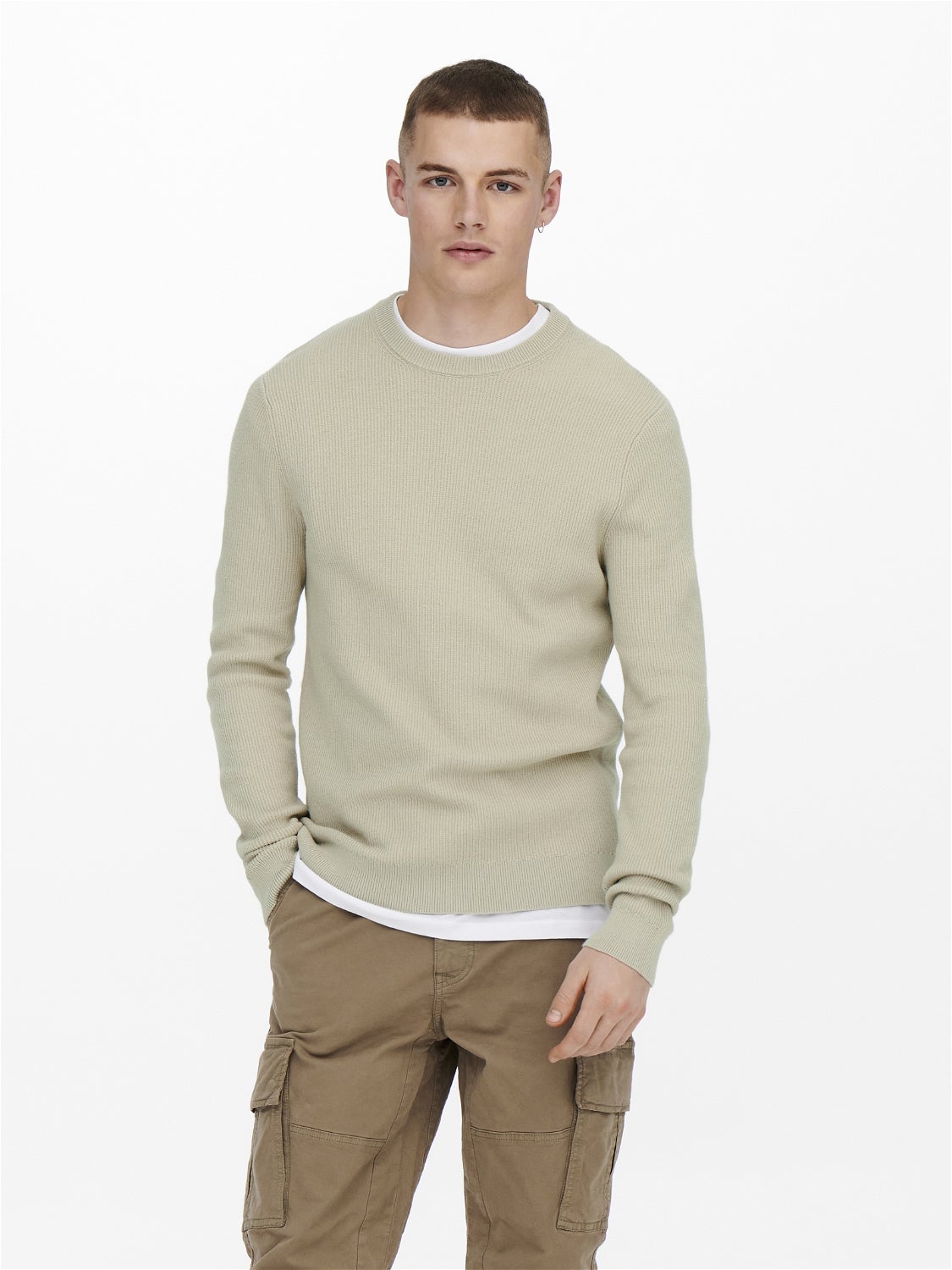 Solid color knitted pullover | Light Grey | ONLY & SONS®