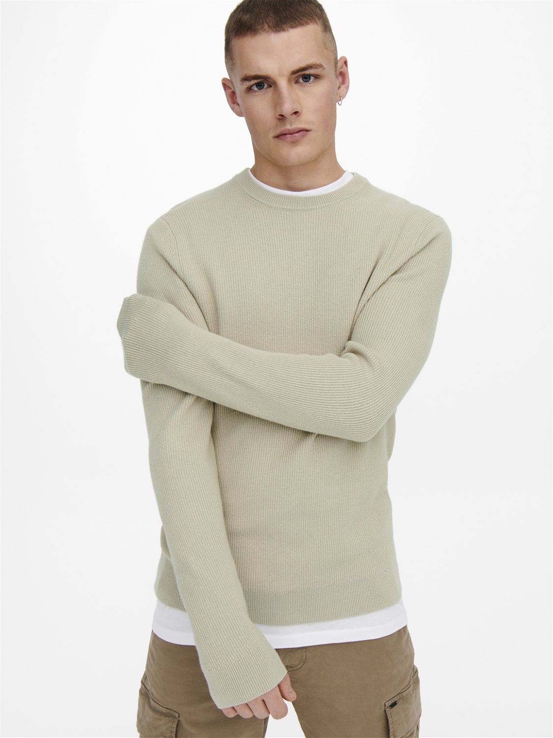 Solid color knitted pullover | Light Grey | ONLY & SONS®