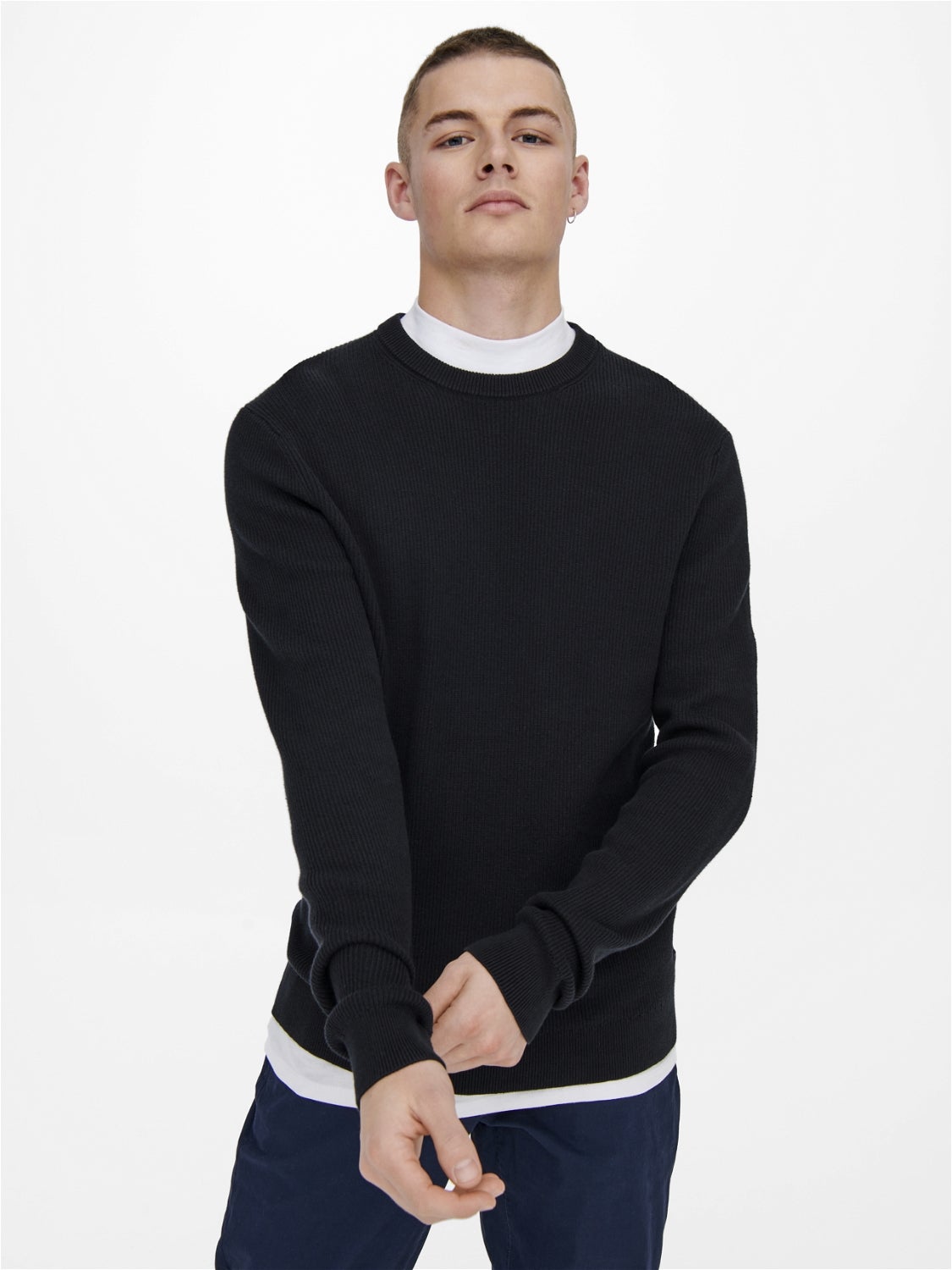 Solid color knitted pullover | Dark Blue | ONLY & SONS®