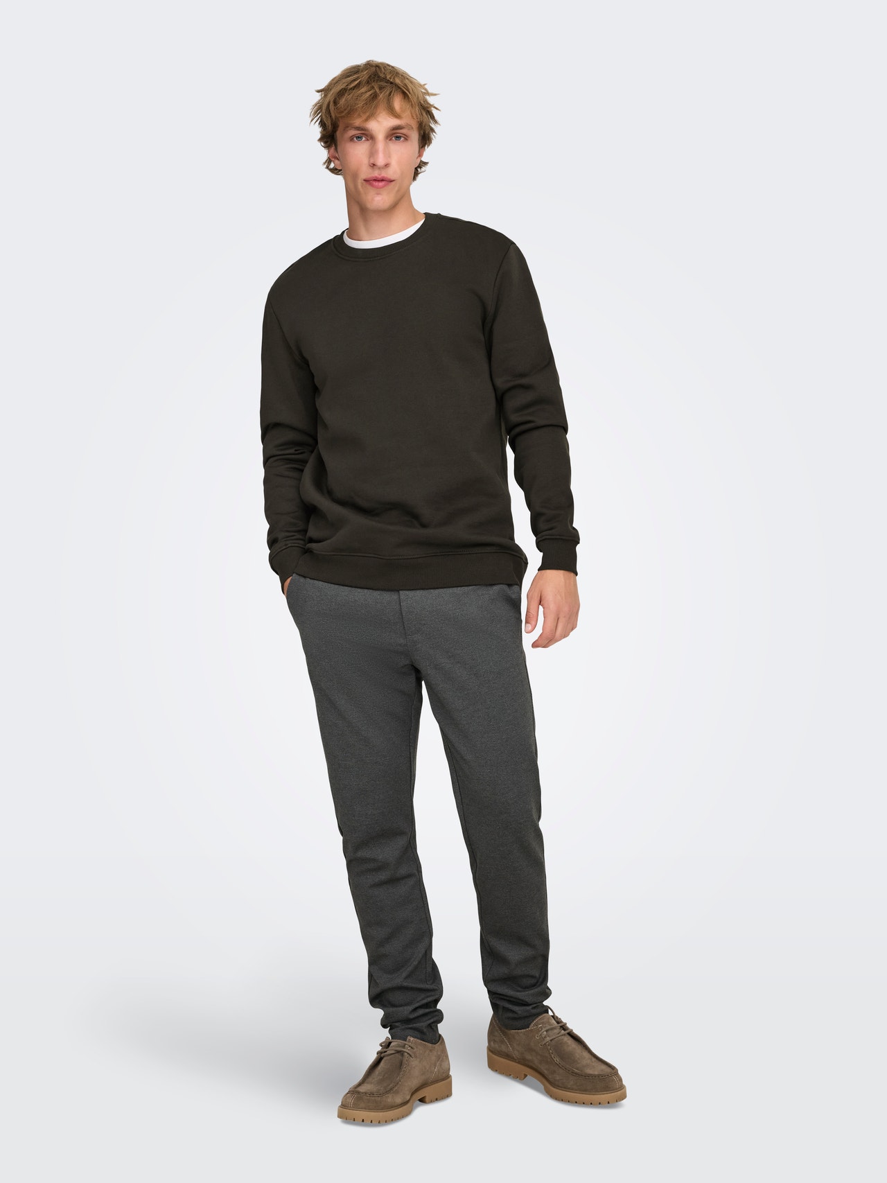 ONLY & SONS Kitsas lõige Keskmine vöökoht Puuvillased püksid -Black - 22022911