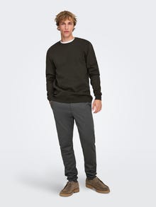 ONLY & SONS Kitsas lõige Keskmine vöökoht Puuvillased püksid -Black - 22022911