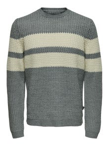 ONLY & SONS Rundhalsausschnitt Pullover -Medium Grey Melange - 22023195