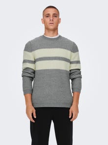 ONLY & SONS Crew neck Genser -Medium Grey Melange - 22023195