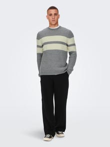 ONLY & SONS Rundhalsausschnitt Pullover -Medium Grey Melange - 22023195