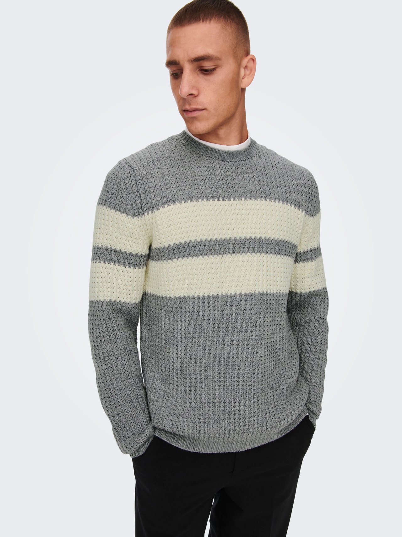 ONLY & SONS Crew neck Genser -Medium Grey Melange - 22023195