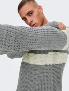 ONLY & SONS Textured knitted pullover -Medium Grey Melange - 22023195