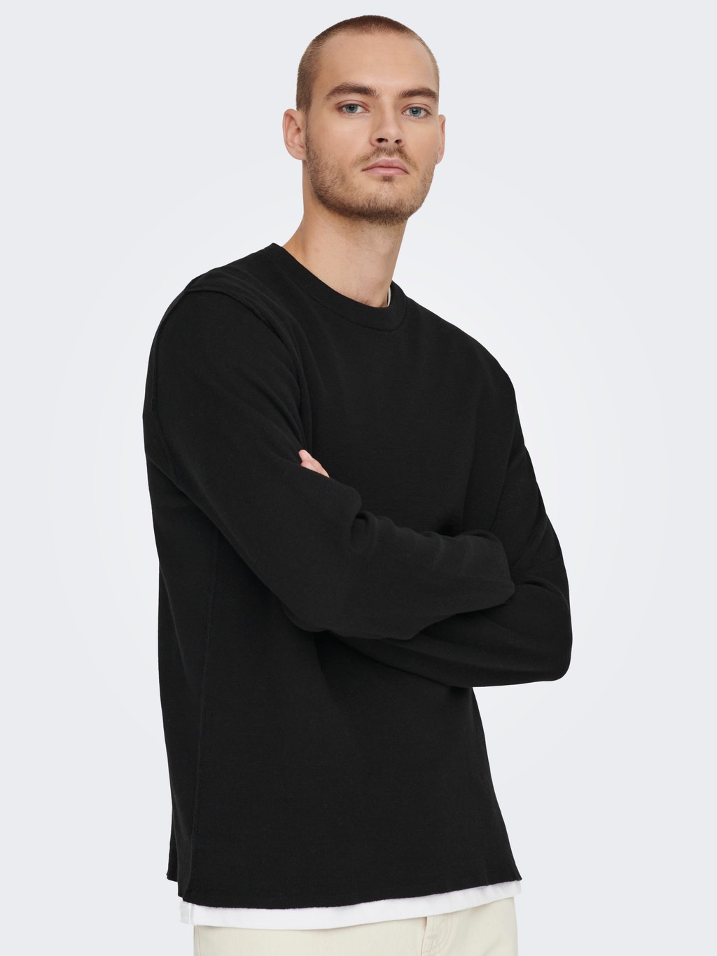 Solid color knitted pullover | Black | ONLY & SONS®