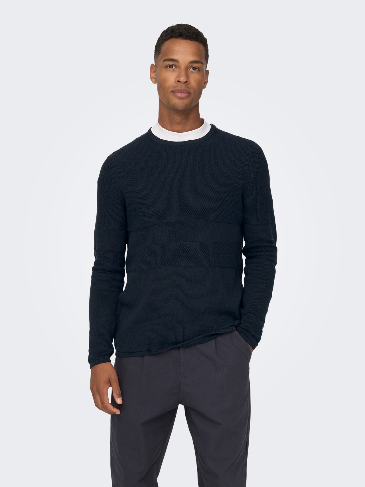 ONLY & SONS Round neck knitted Pullover -Dark Navy - 22023201