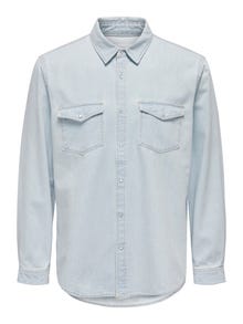 ONLY & SONS Chemises Regular Fit Col chemise -Light Blue Denim - 22023247