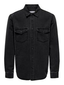 ONLY & SONS Regular fit Overhemd kraag Overhemd -Dark Grey Denim - 22023247