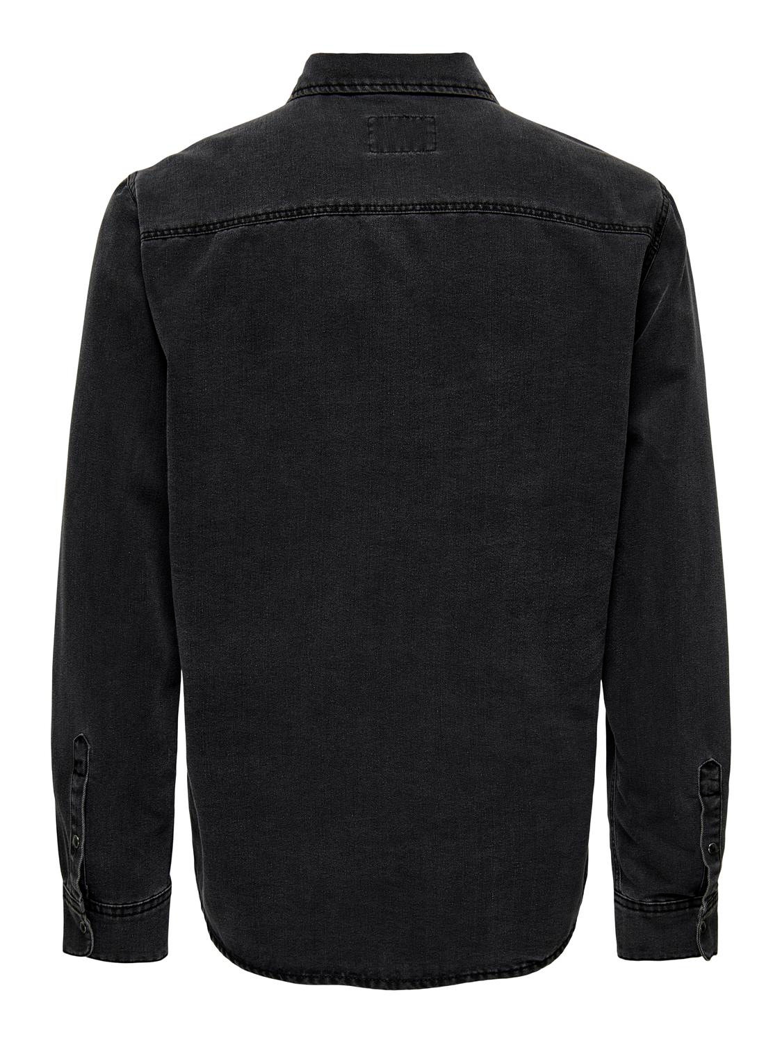 ONLY & SONS Denim shirt with chest pockets -Dark Grey Denim - 22023247