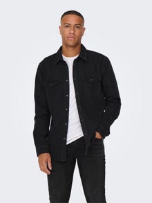 ONLY & SONS Denim shirt with chest pockets -Dark Grey Denim - 22023247