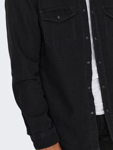 ONLY & SONS Denim shirt with chest pockets -Dark Grey Denim - 22023247