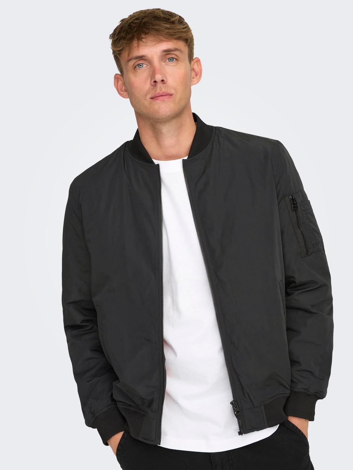 Solid color bomber jacket Black ONLY SONS